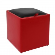 Taburet Box imitatie piele - rosu/wenge